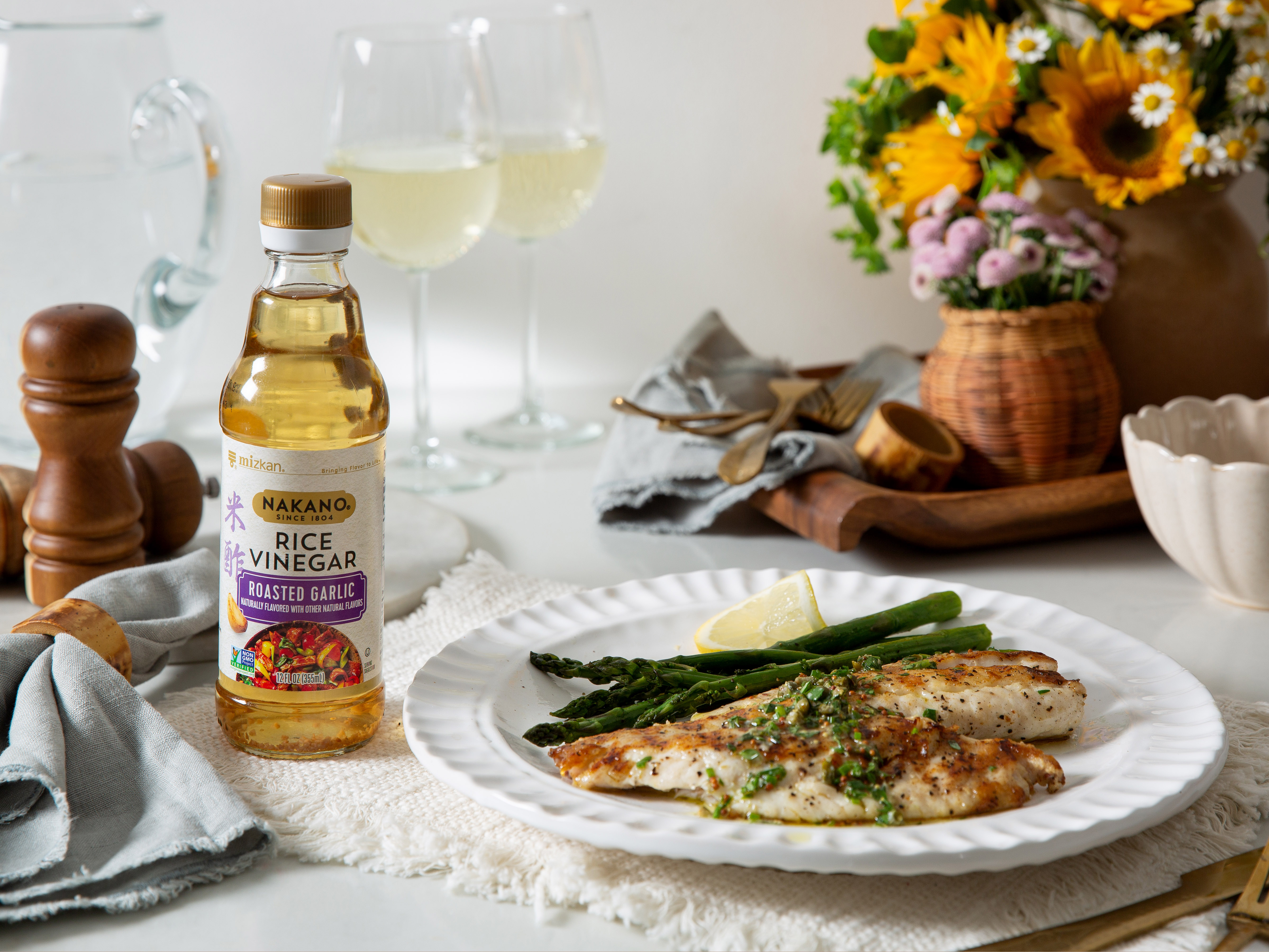 Grilled Snapper and Asparagus with Herb-Caper Vinaigrette